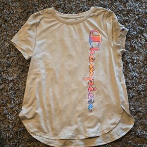 Champion Kids Short Sleeve Tee - Gray with Multicolor Logo